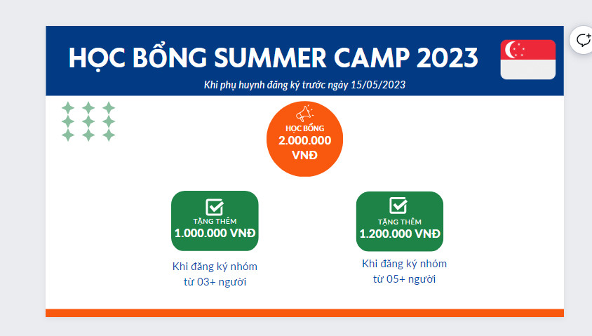 Học bổng Summer Camp 2023